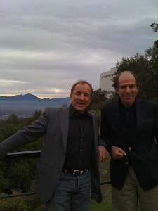 Alvaro Fischer and that Skeptic dude, high above Santiago, Chile