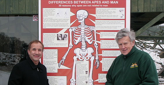The author and Mr. Anthony Bush, the curator and administrator of Noah’s Ark Zoo Farm, discuss the differences between apes and humans.